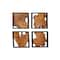 Set of 4 Brown Teak Wood Rustic Abstract Wall Decor, 18" x 18"